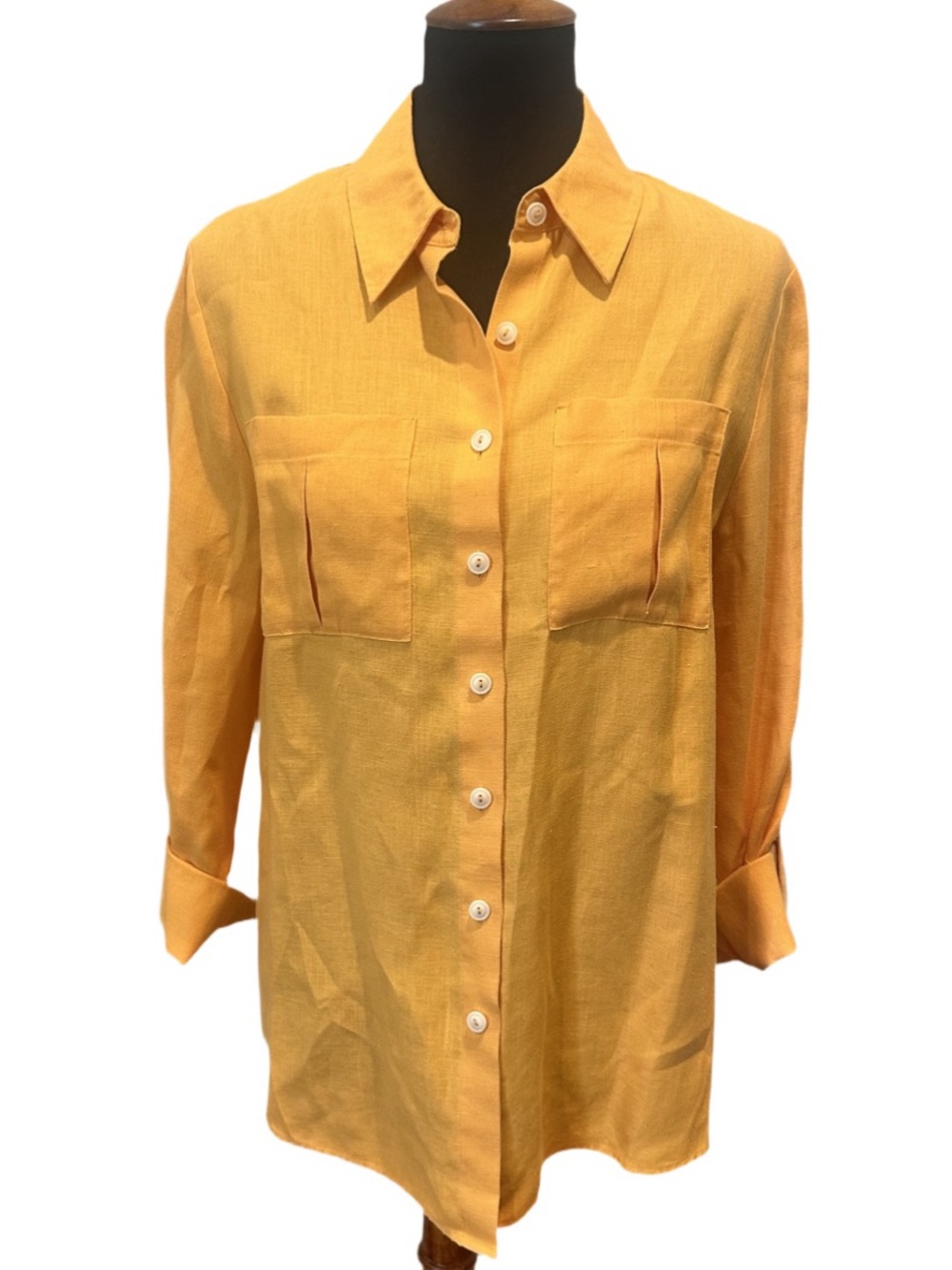 Investments Gold Label 100% Hemp Lightweight Yellow Button-Down Shirt